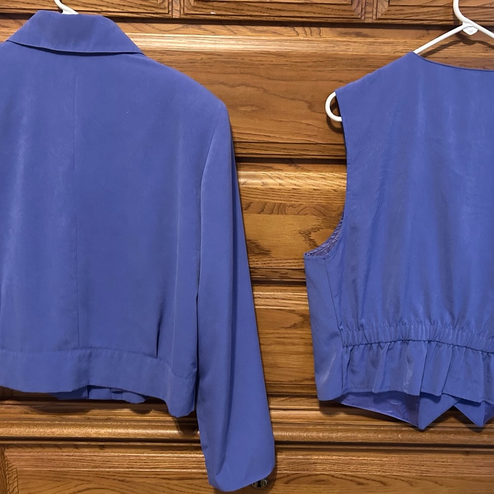 City Girl Vibrant Purple Blazer, Vest, Blouse, Pant, and Skirt set w/ belt - Picture 2 of 12